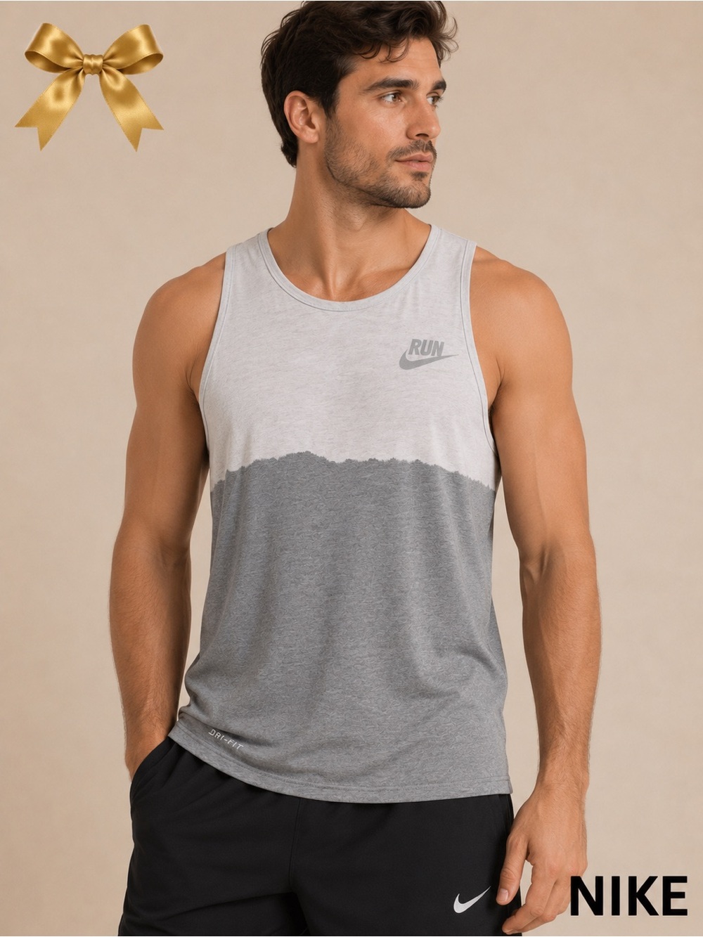 Men’s Nike Dri-FIT Duo Tone Running Tank Top Gray Size M”